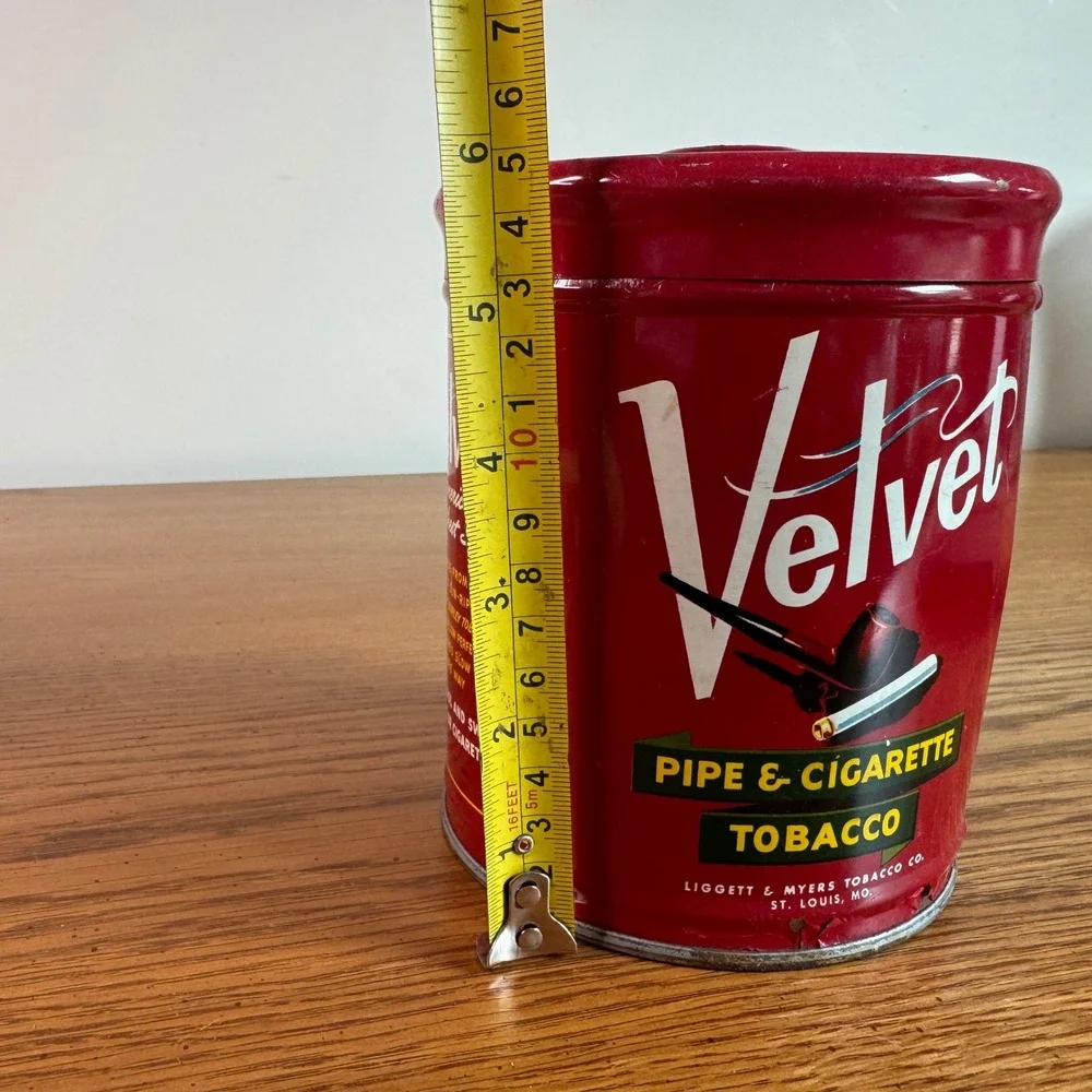 Vintage Velvet Tobacco Tin Can Advertising Pipe &‎ Cigarette Liggett Myers